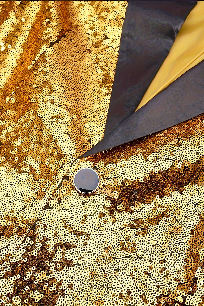 Boys Gold Sequin Shawl Collar Blazer for Gala Weddings