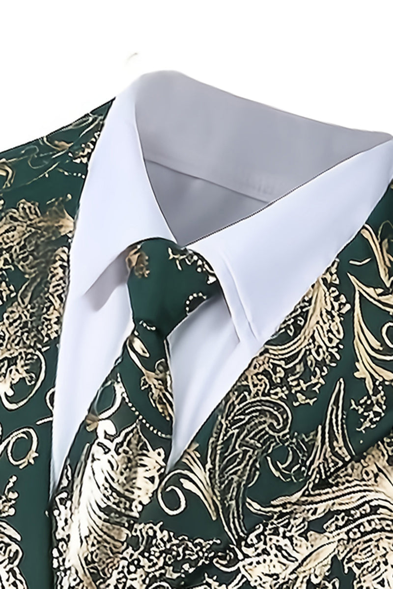 Boys Emerald Green & Gold Brocade 2-Piece Suit