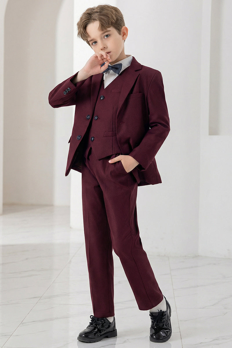 Boys Burgundy Tuxedo 3-Piece Suit