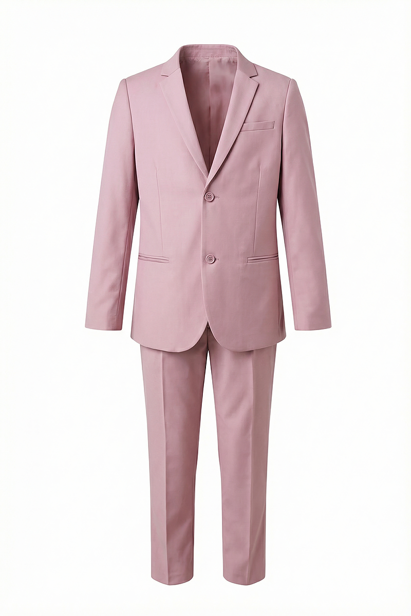 Boys Blush Pink Notch Lapel 2-Piece Suit for Formal Events