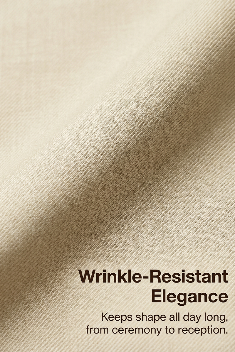 Boys Beige Textured 3-Piece Suit for Weddings & Formal Occasions