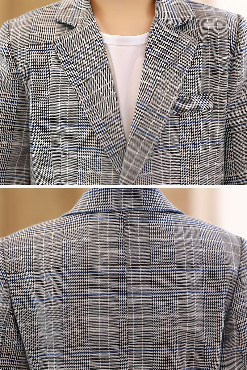 Boys Grey Glen Plaid Casual 2-Piece Suit for Modern Weddings
