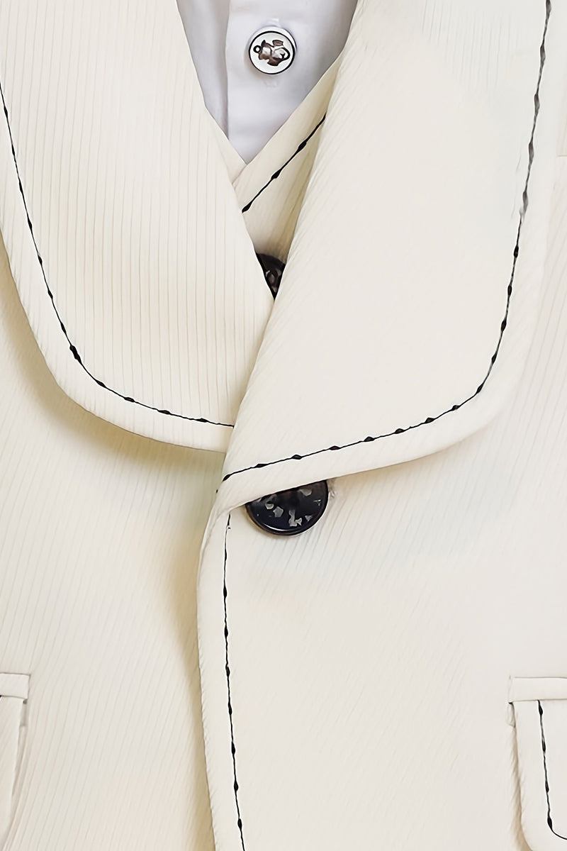 Boys Beige Pinstripe 3-Piece Suit for Country Weddings