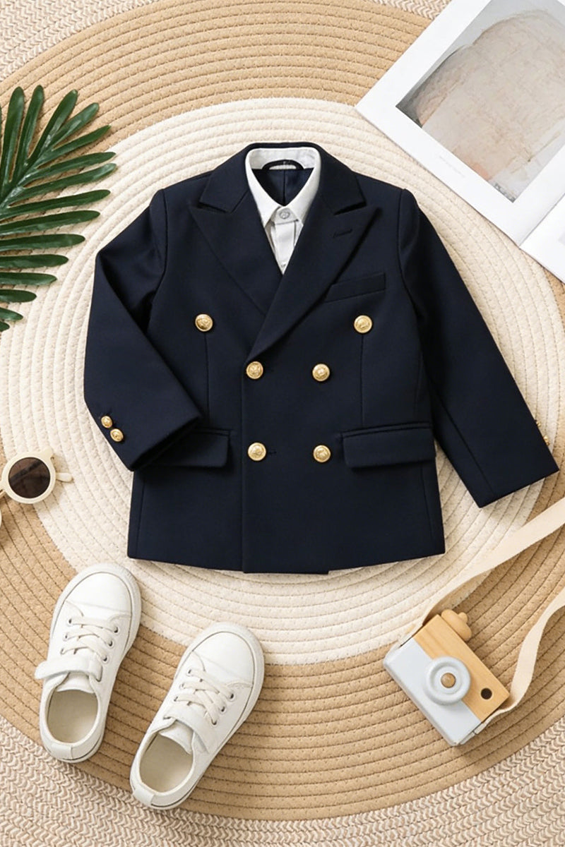 Boys Navy Double-Breasted 2-Piece Suit for Christmas Weddings