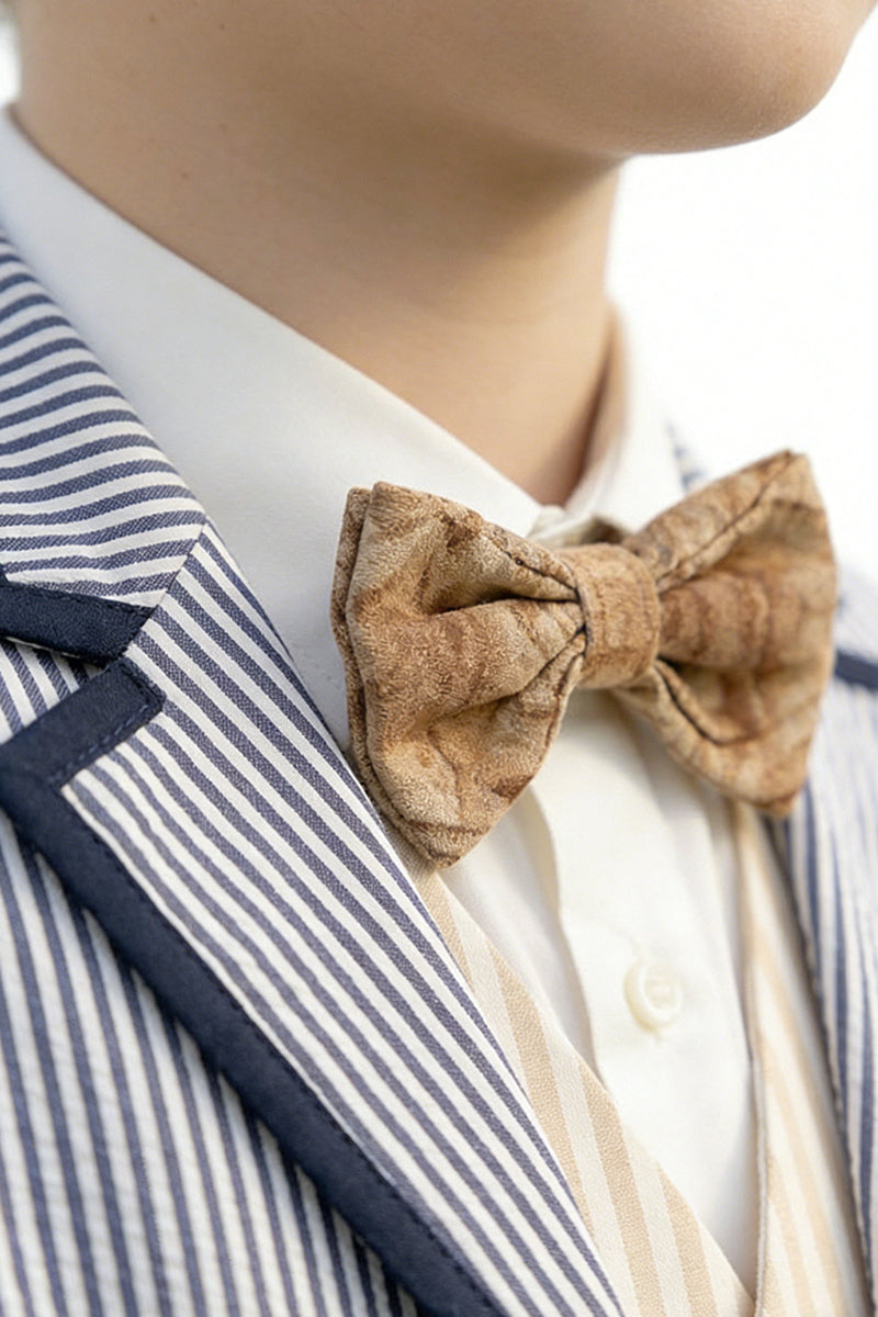 Boys Blue-gray Stripes Seersucker Single-breasted 2-piece Suit