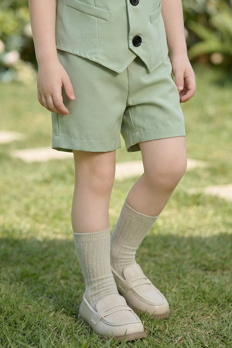 Boys Sage Green Single-Breasted 2-piece Suit