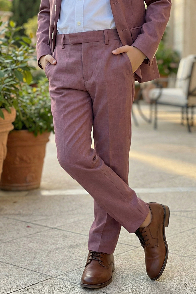 Boys Dusty Purple Single-breasted 3-Piece Suit