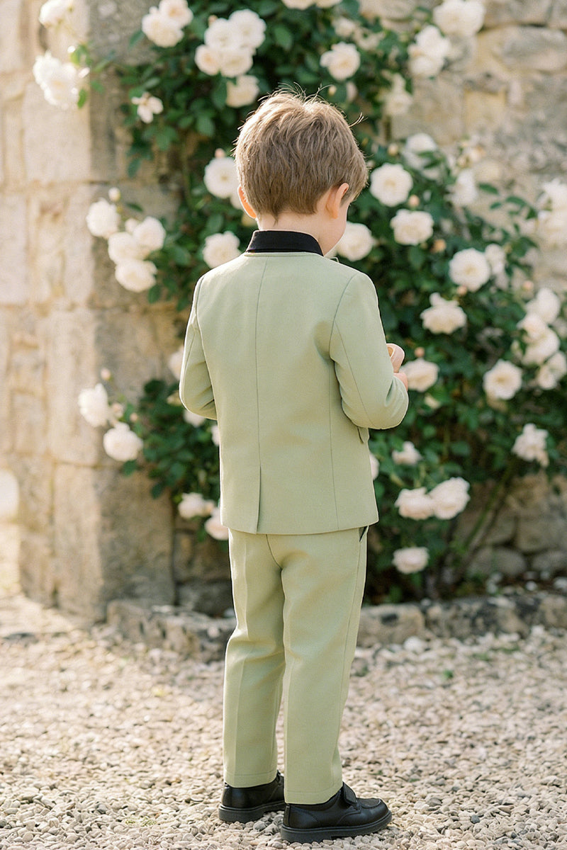 Boys Sage Green Single-Breasted 2-Piece Suit