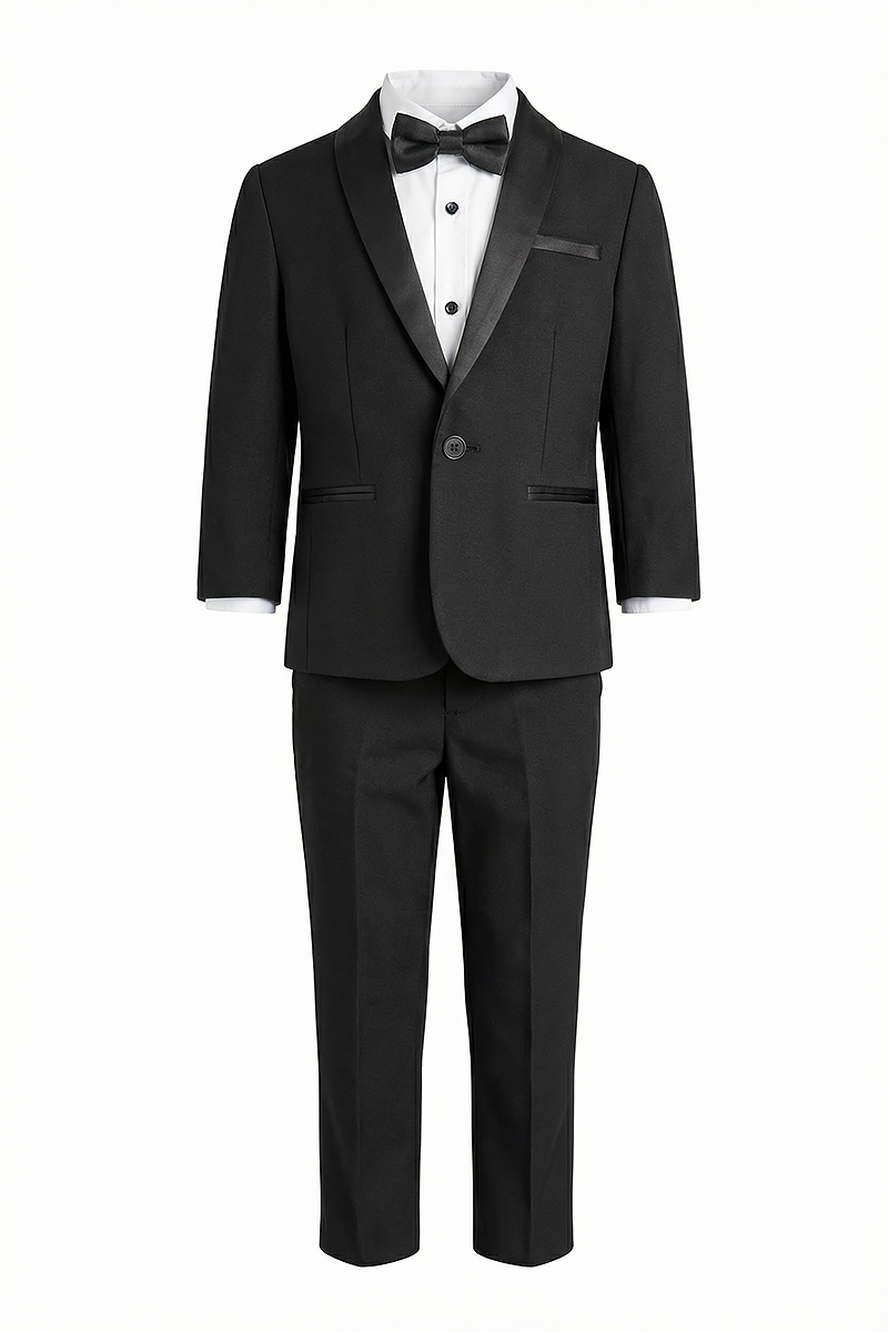 Boys Black Shawl Lapel Tuxedo 2-Piece Suit