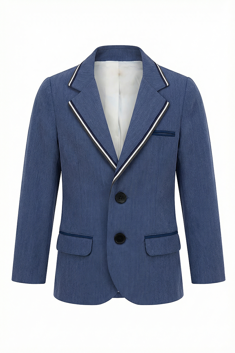 Boys Blue Contrast Trim Suit Jacket