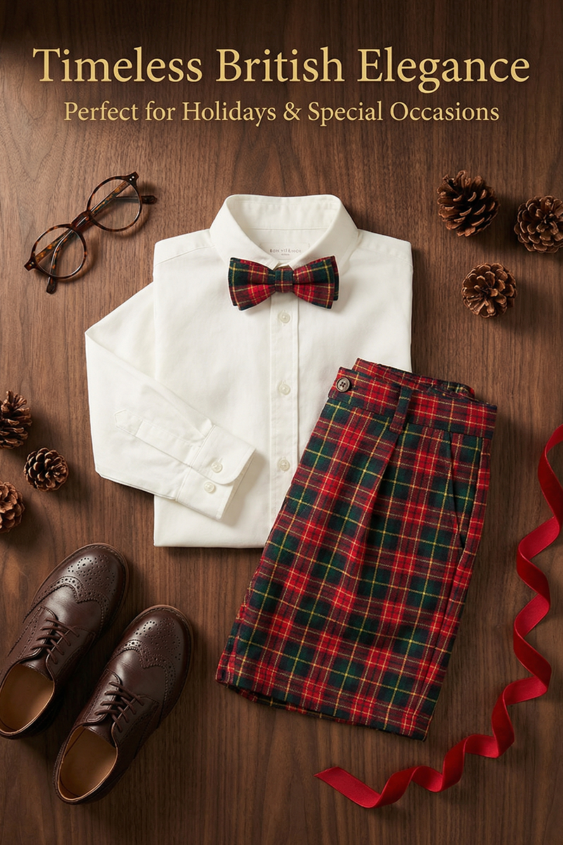 Boys Tartan Shorts Wedding Outfit for Formal Occasions