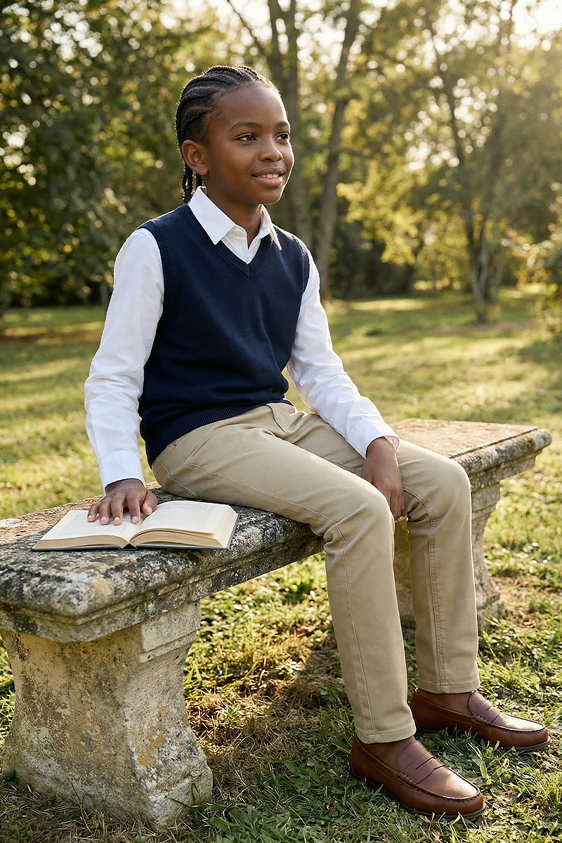 Boys Khaki Dress Pants for Formal Occasions with Tailored Fit