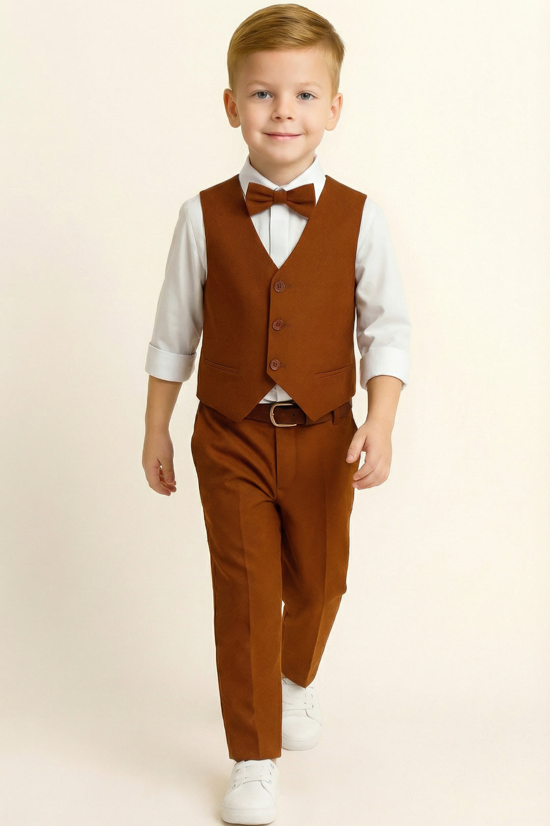 Boys Rust Brown Vest & Trousers Set
