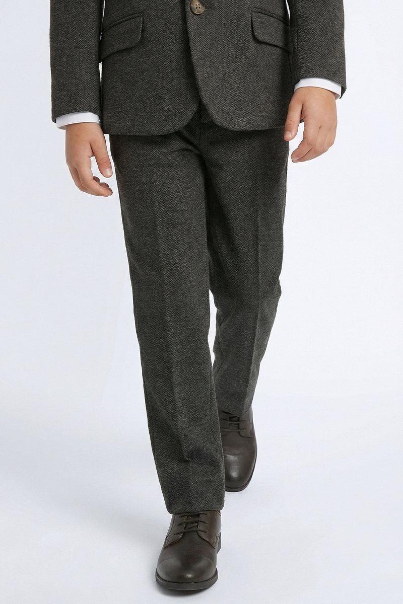 Boys Charcoal Wool-Blend Suit for Weddings & Formal Events