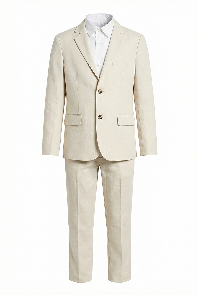 Boys Ivory Classic 2-Piece Suit Jacket & Pants Set
