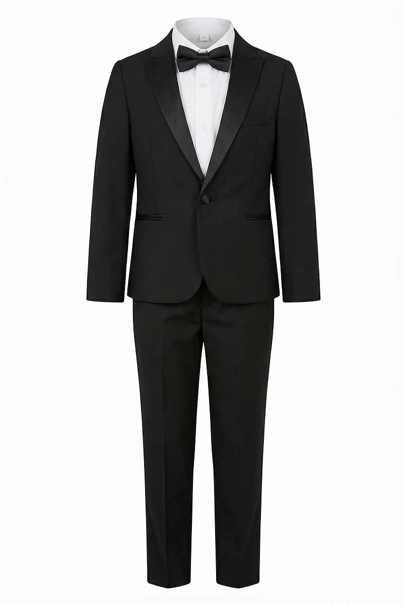 Boys Black Tuxedo 2-Piece Suit Jacket & Pants Set