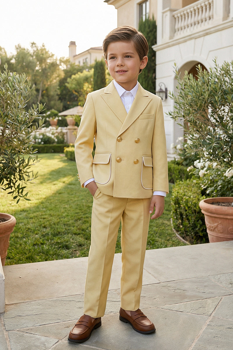 Boys Lemon Yellow Double-breasted Blazer