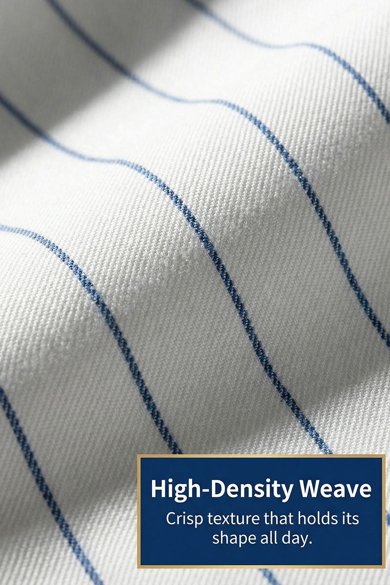 Boys White & Navy Striped Trousers