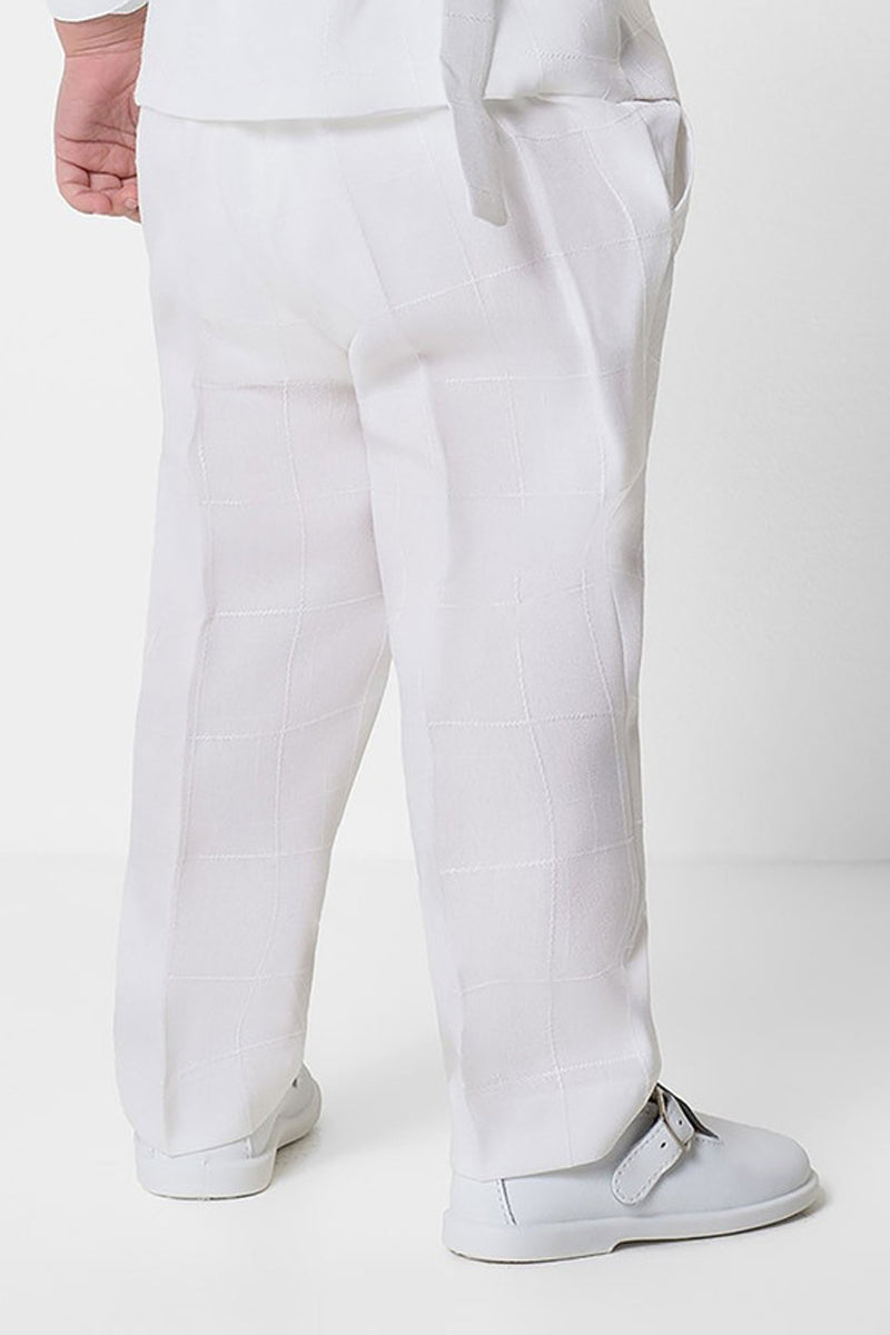 Boys White Checkered Trousers