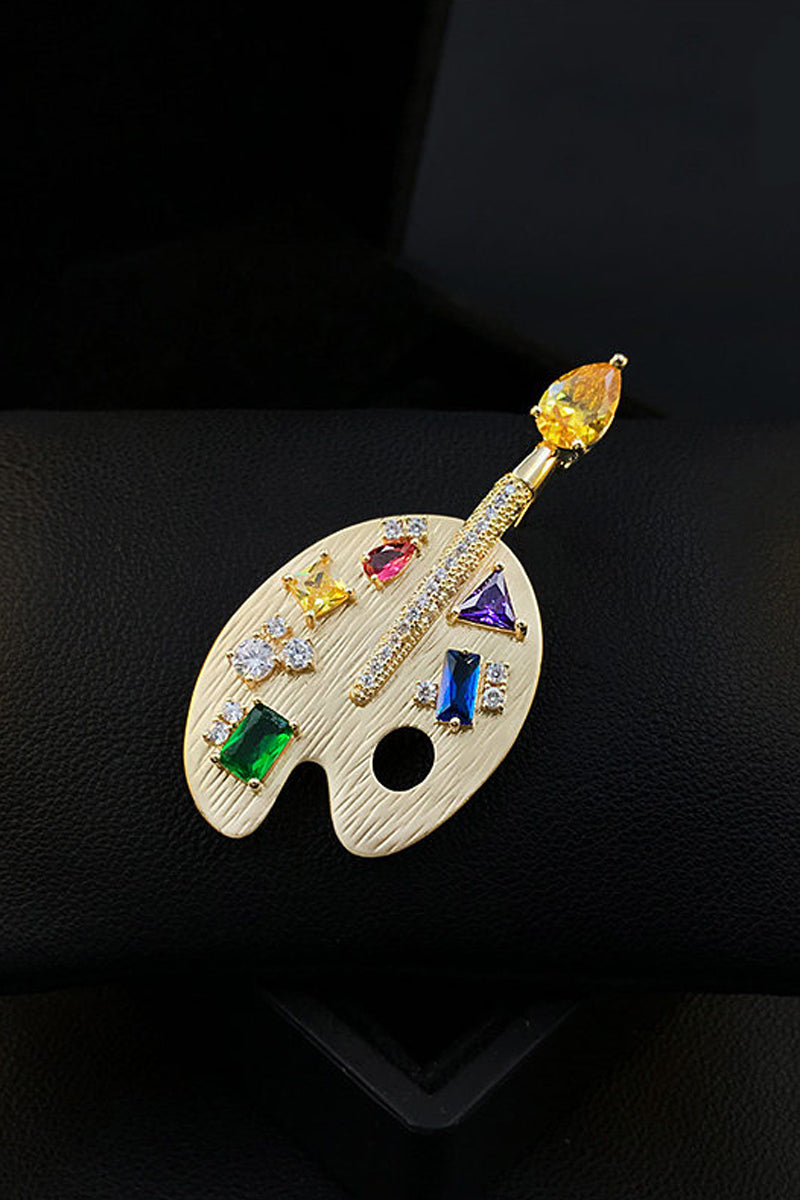 Boys Diamond-encrusted Multicolored Canvas Brooch