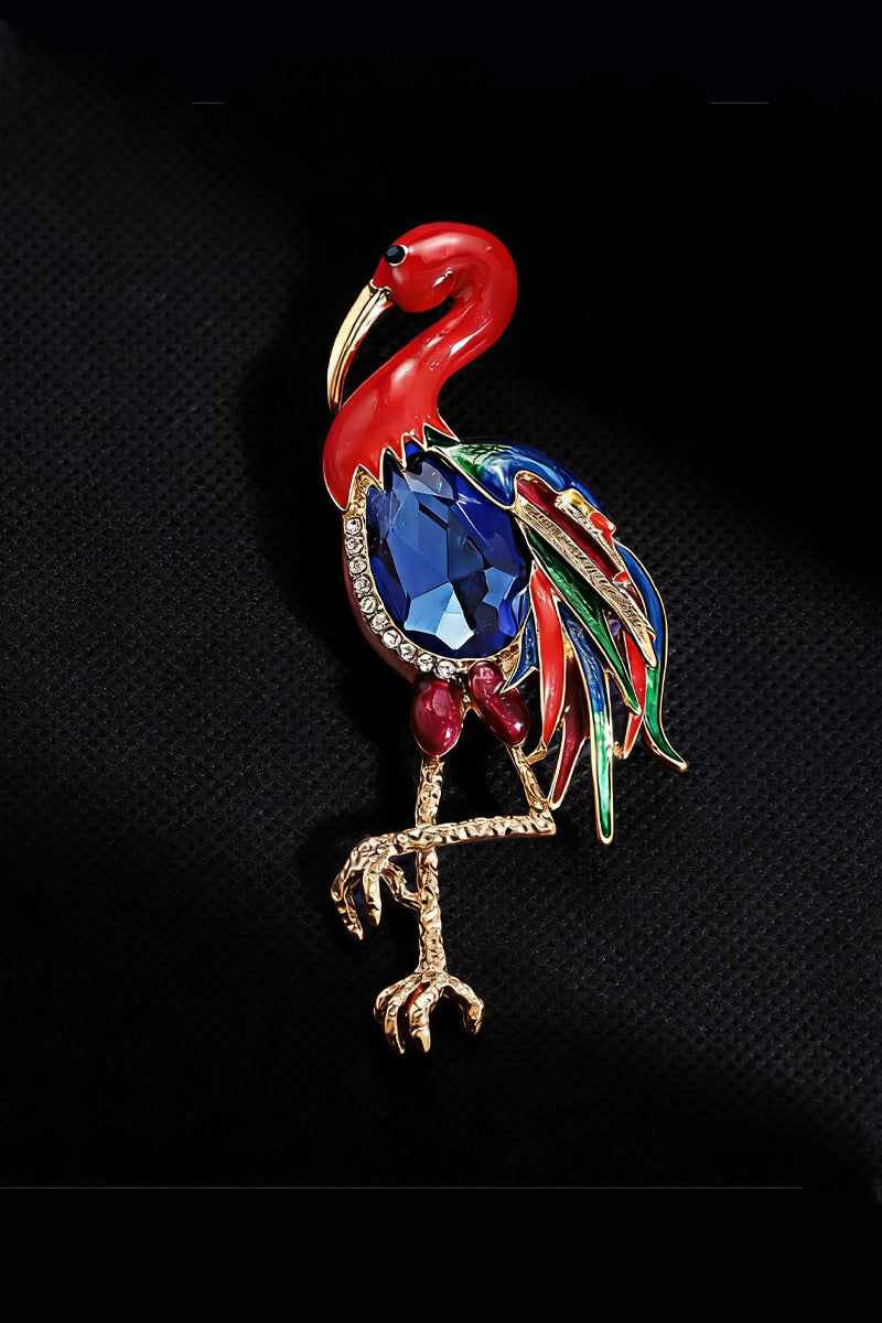 Boys Rhinestones Flamingo Brooch