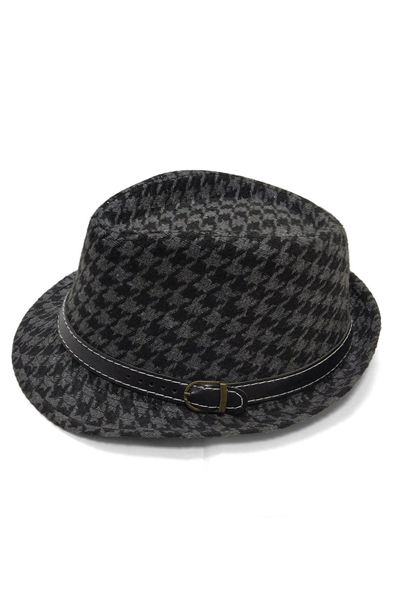 Boys Houndstooth Belt Buckle Decorative Hat