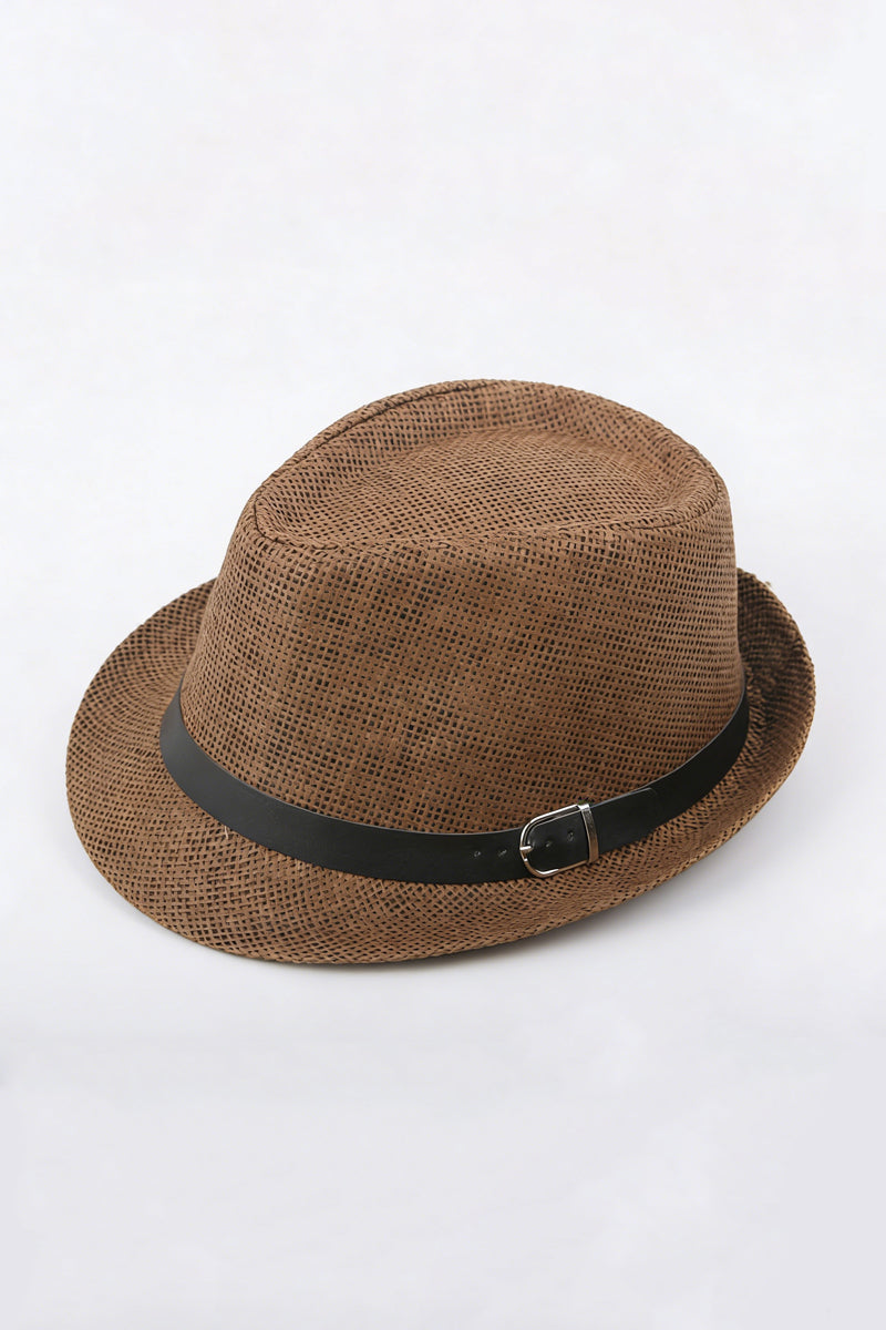 Boys Straw Belt Buckle Decorative Sun Hat