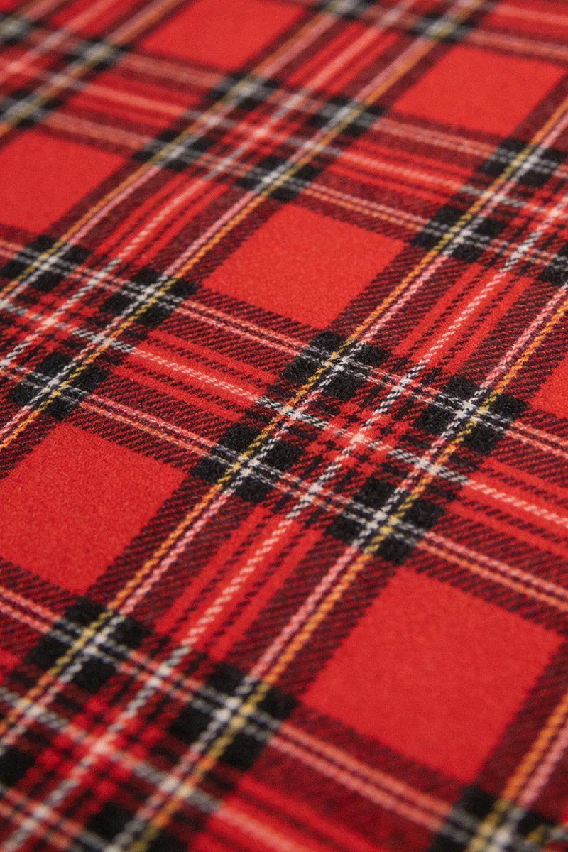 Boys Red Tartan Plaid Single-breasted 2-piece Suits