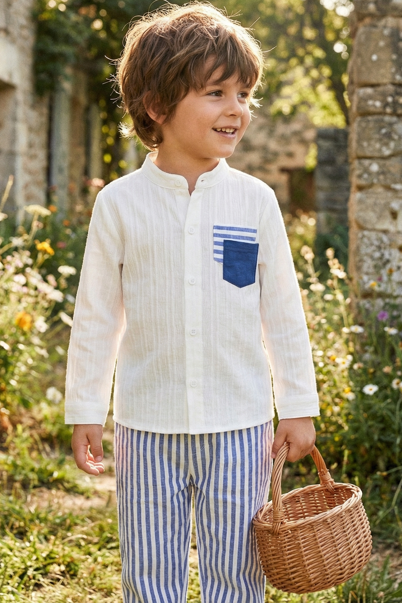 Boys' Casual And Fashionable Striped Pants