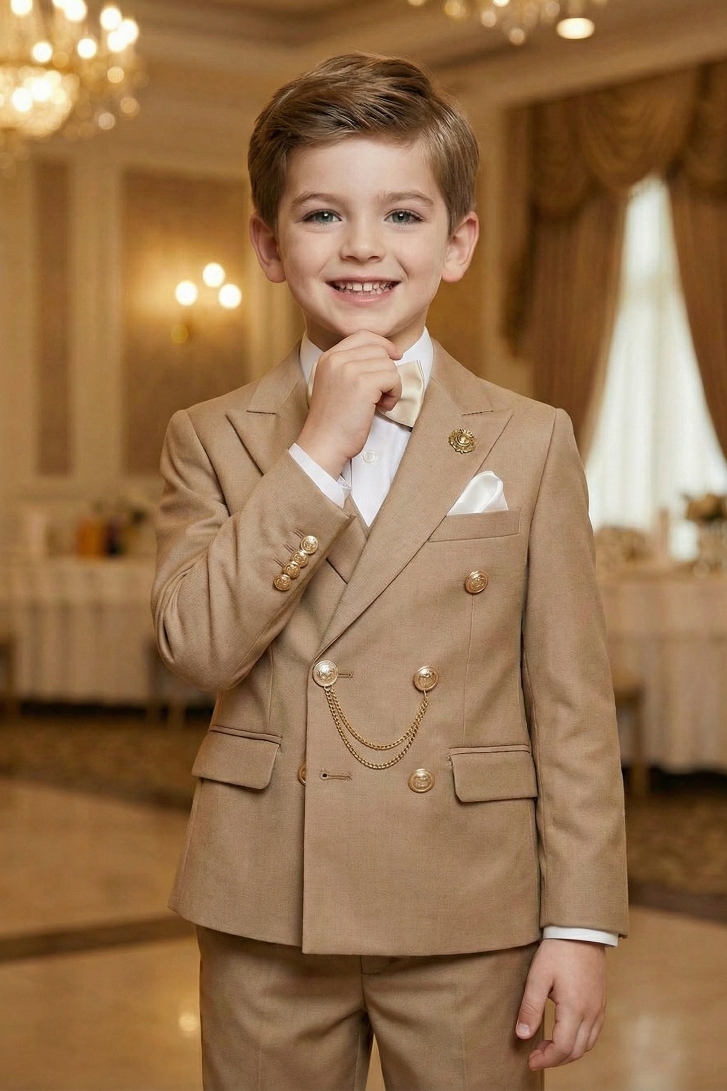 Boys' Vintage Luxury And Exquisite Button-Up Two-Piece Suit