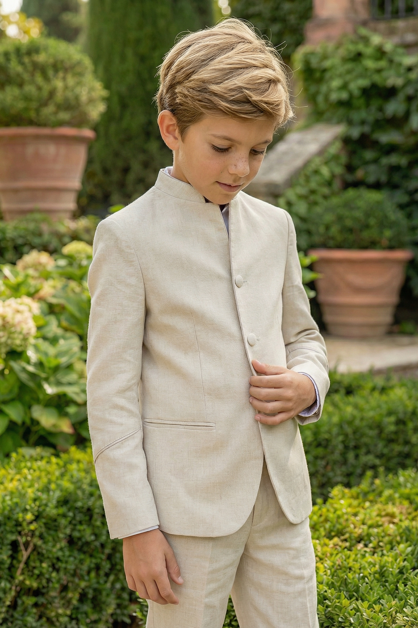 Boys' Low-Key Yet Luxurious Round-Neck Two-Piece Suit
