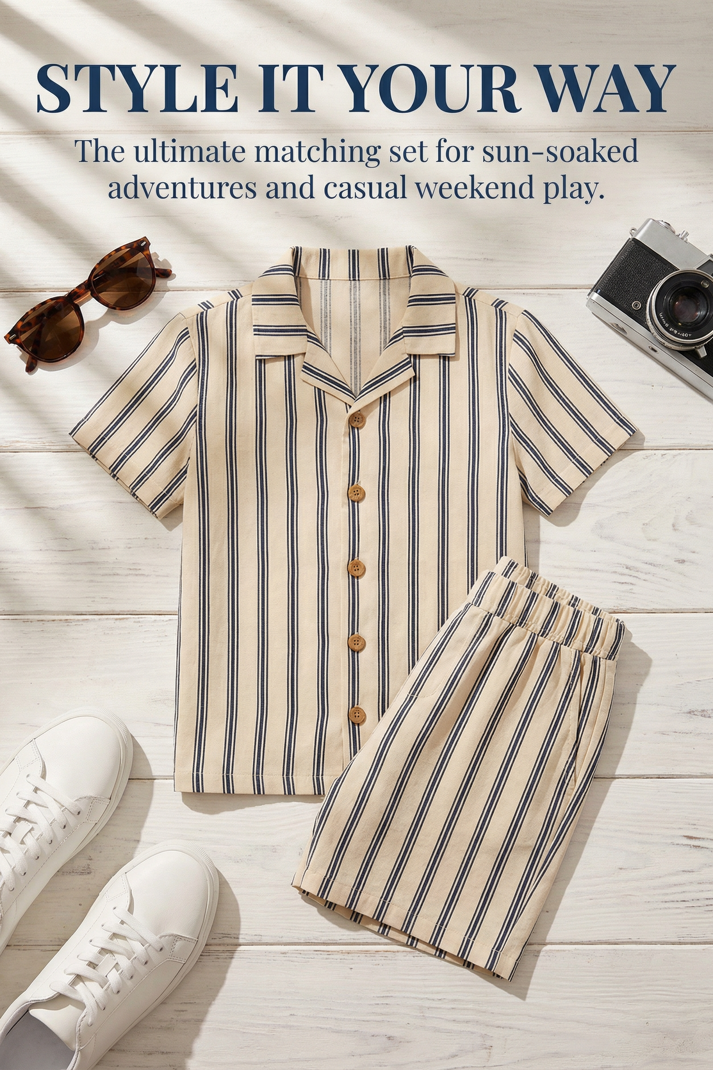 Boys Apricot Striped Shirt 2-piece Set