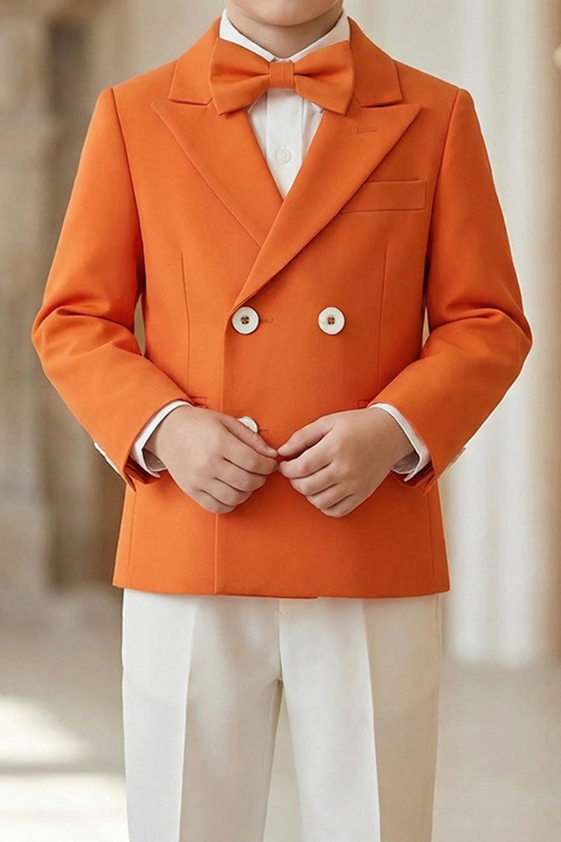 Boys Orange Blazer & White Trousers 2-Piece Suit