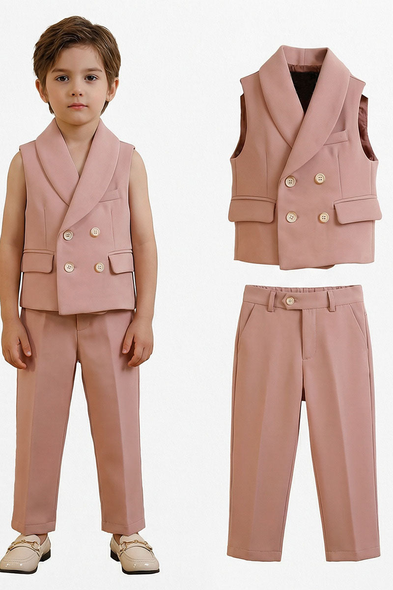 Boys Blush Pink Vest & Trousers 2-Piece Suit