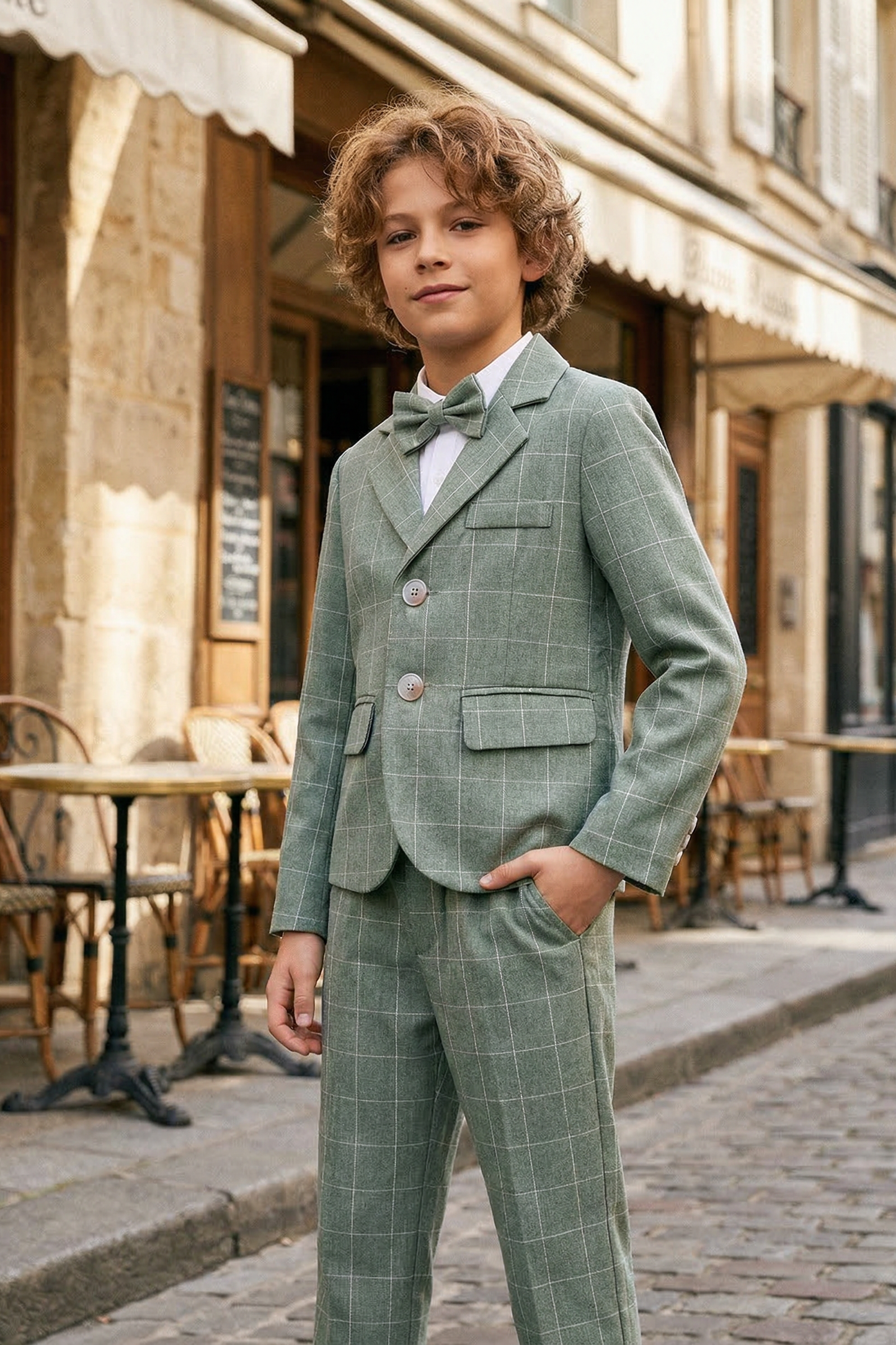 Matcha Green Checkered Single Breasted Suit 2-piece set
