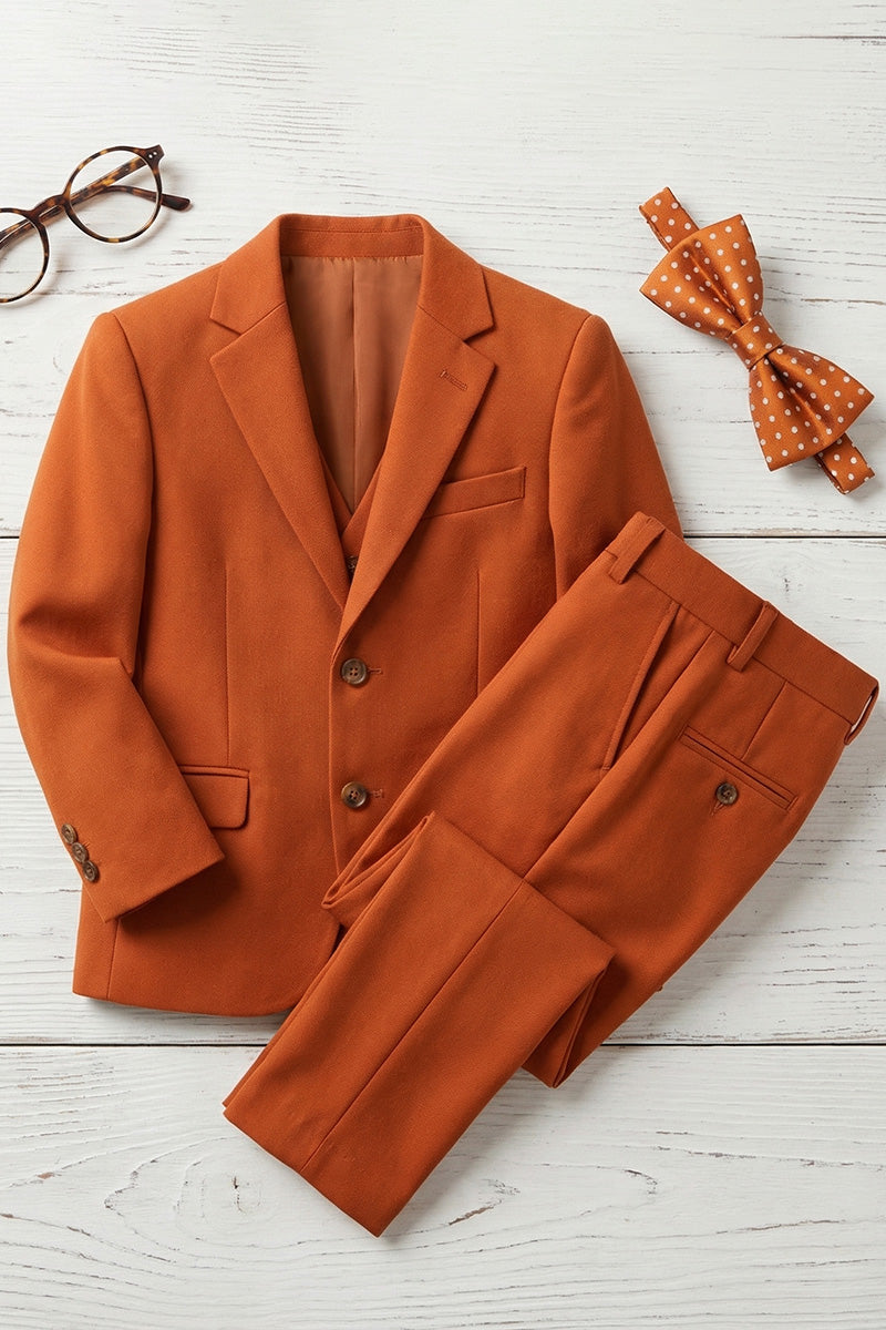 Boys Rust Orange 3-Piece Suit