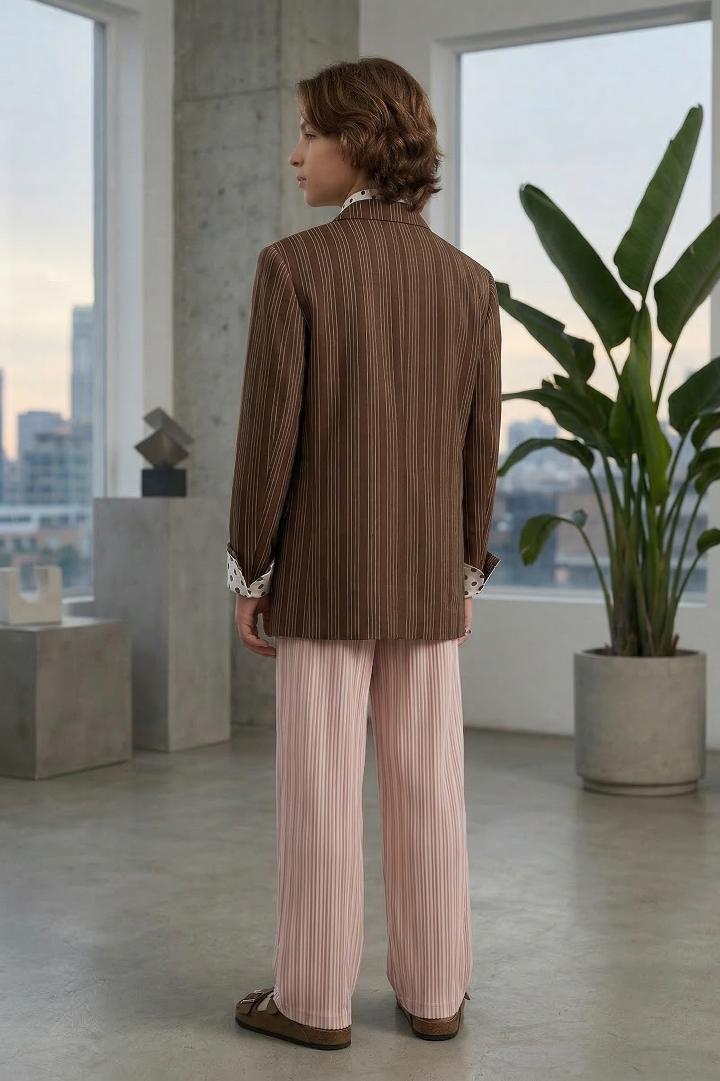 Pink Striped Straight Leg Pants