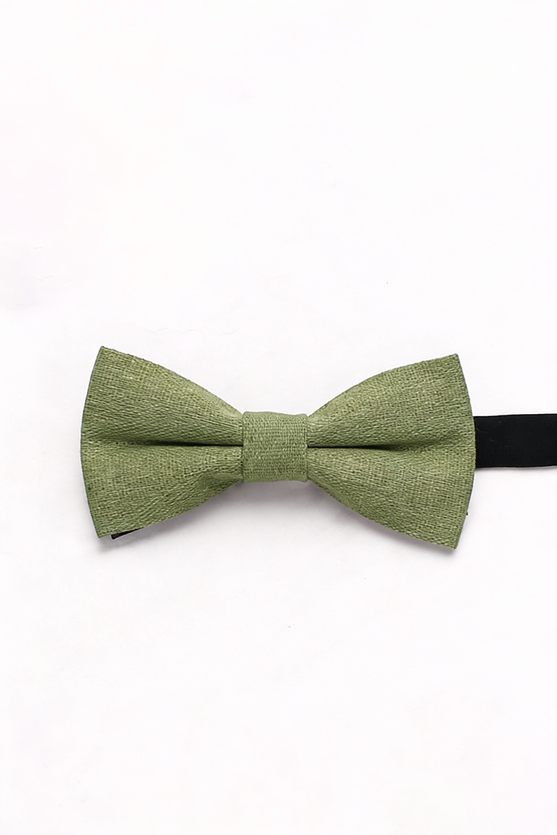 Boys Sage Green Linen Bow Tie for Weddings