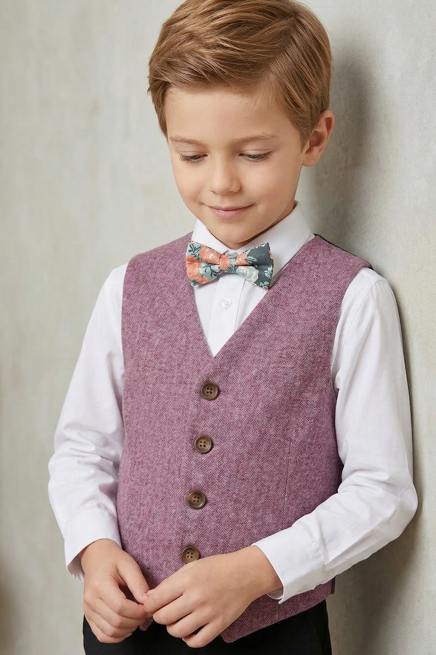 Pink V-neck Single-Breasted Vest
