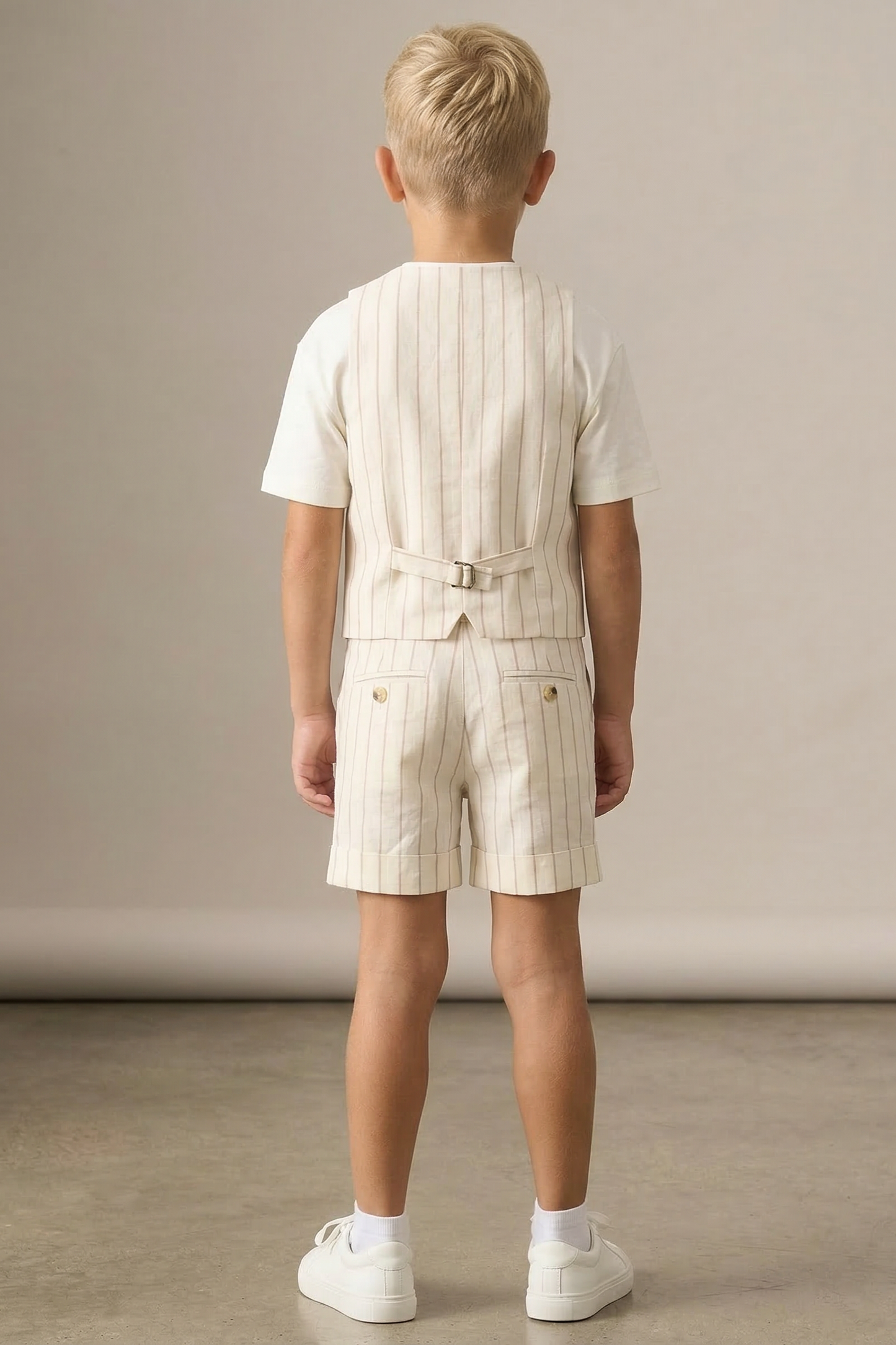 Off-White Striped Double-Breasted 2-Piece Set