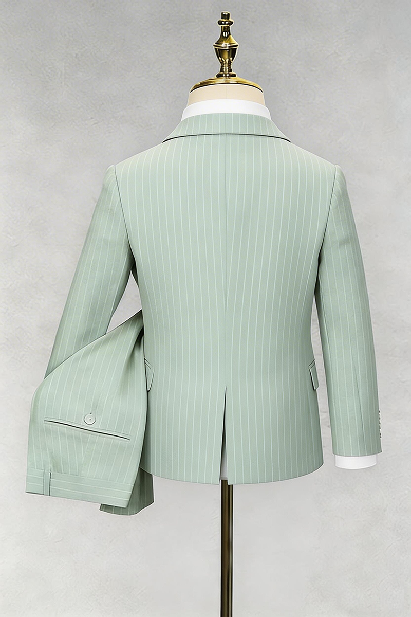 Boys Sage Green Pinstripe 2-piece Suit