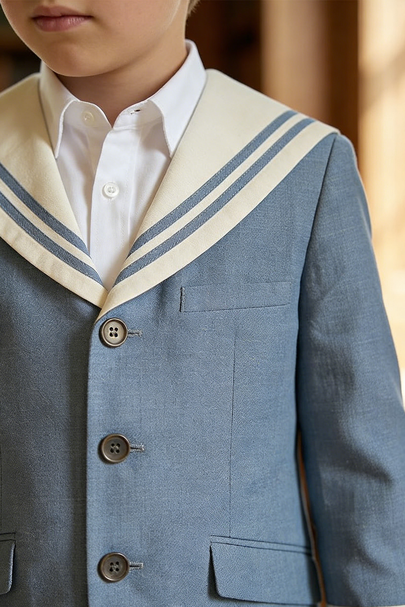 Boys Blue Sailor Collar 2-piece Suit