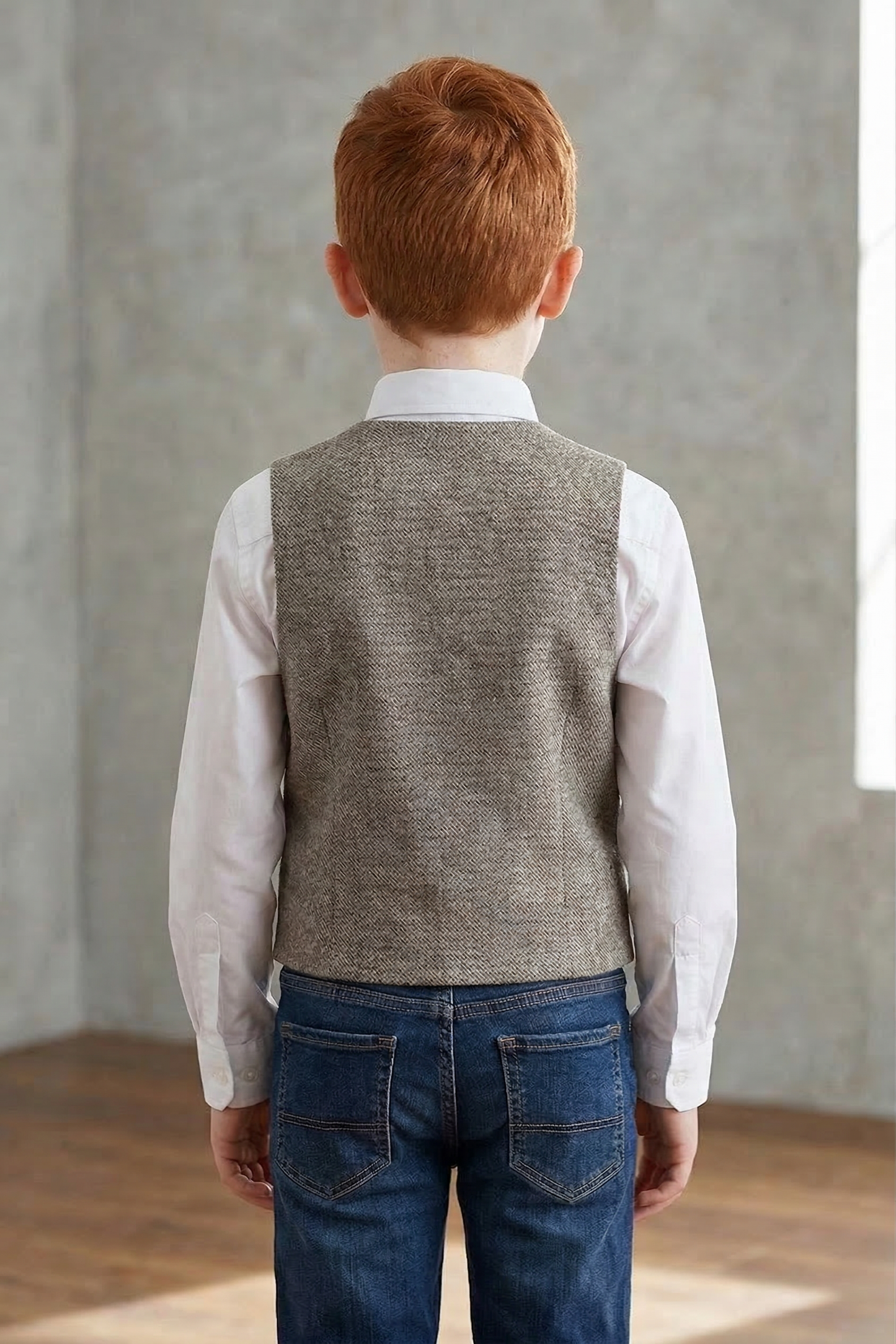 Grey V-neck Single-Breasted Vest