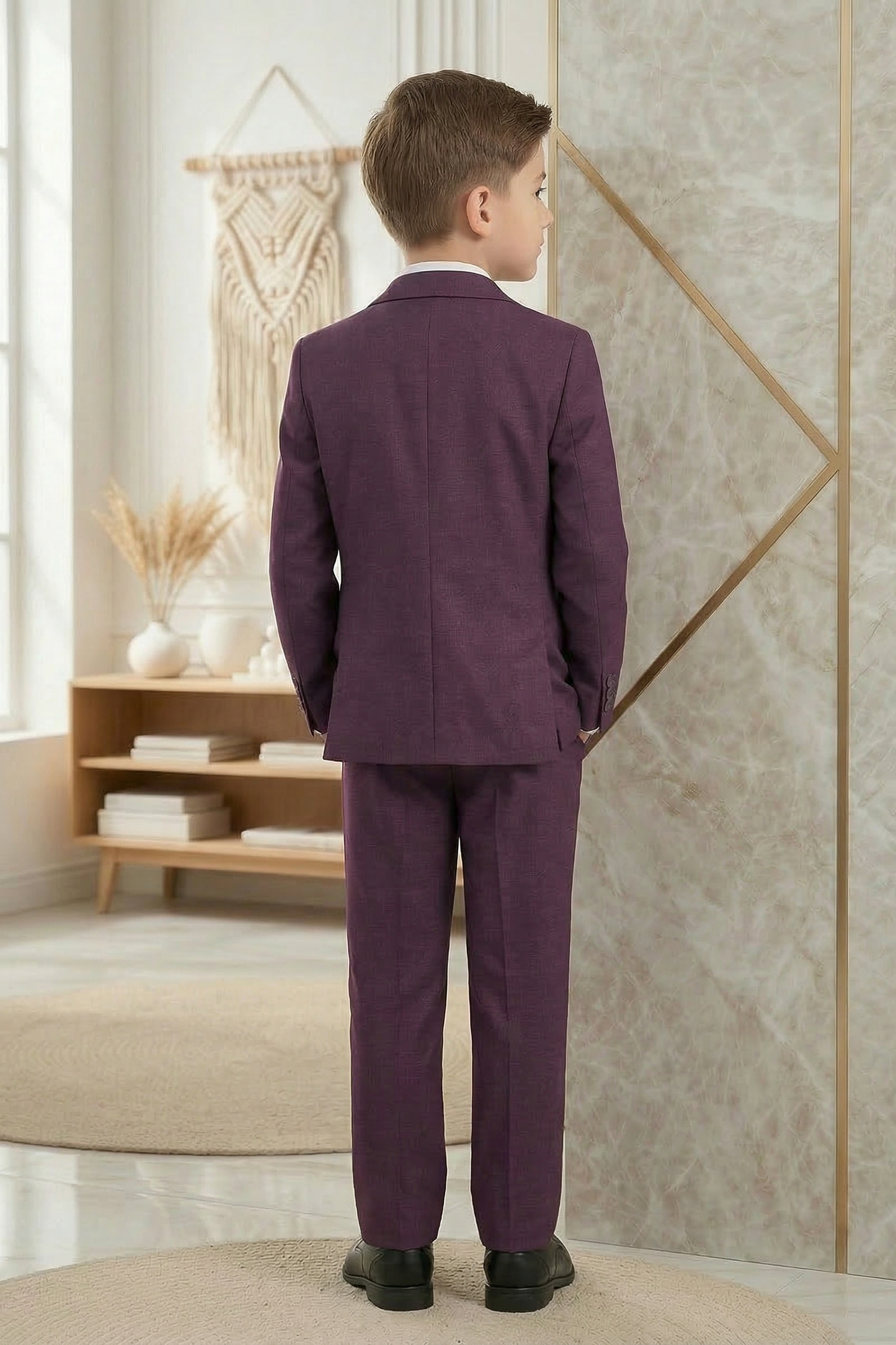 Dark Purple Single-Breasted 3-Piece Suit