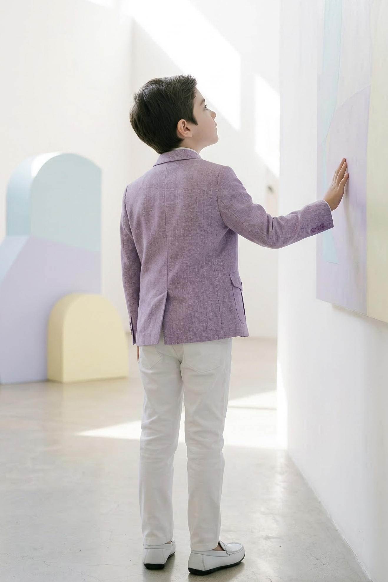 Light Purple Long-Sleeved Suit Jacket