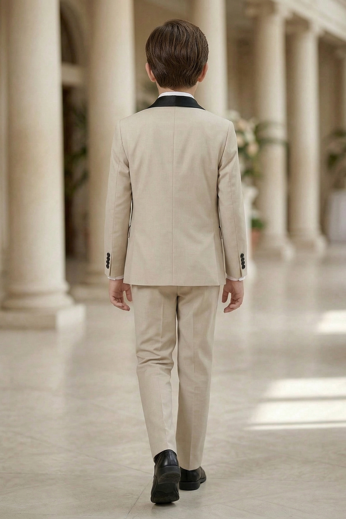 Khaki And Black Single-Breasted 3-Piece Suit
