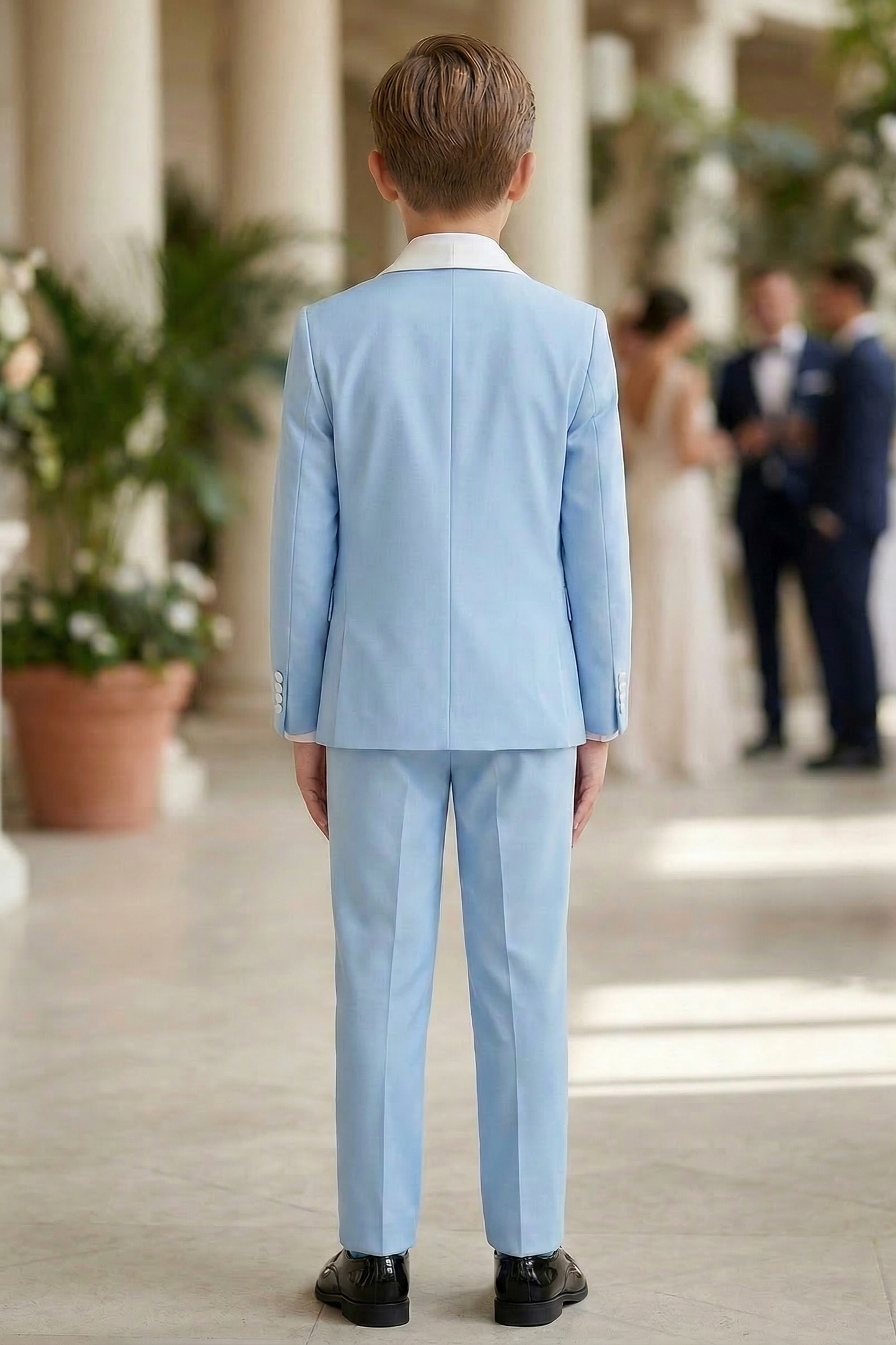 Blue And White Single-Breasted 3-Piece Suit