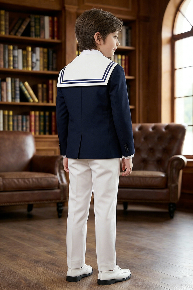 Boys Navy Sailor Collar 2-Piece Suit