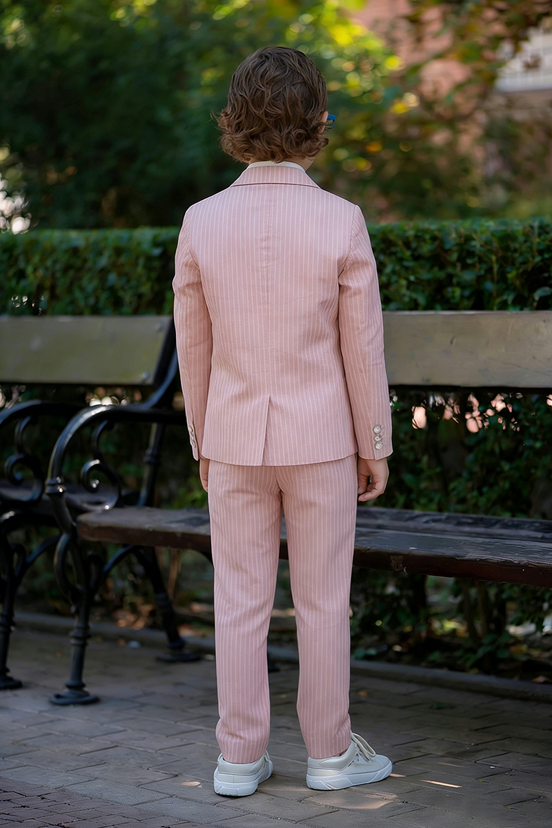 Boys Dusty Pink Pinstripe 2-Piece Suit