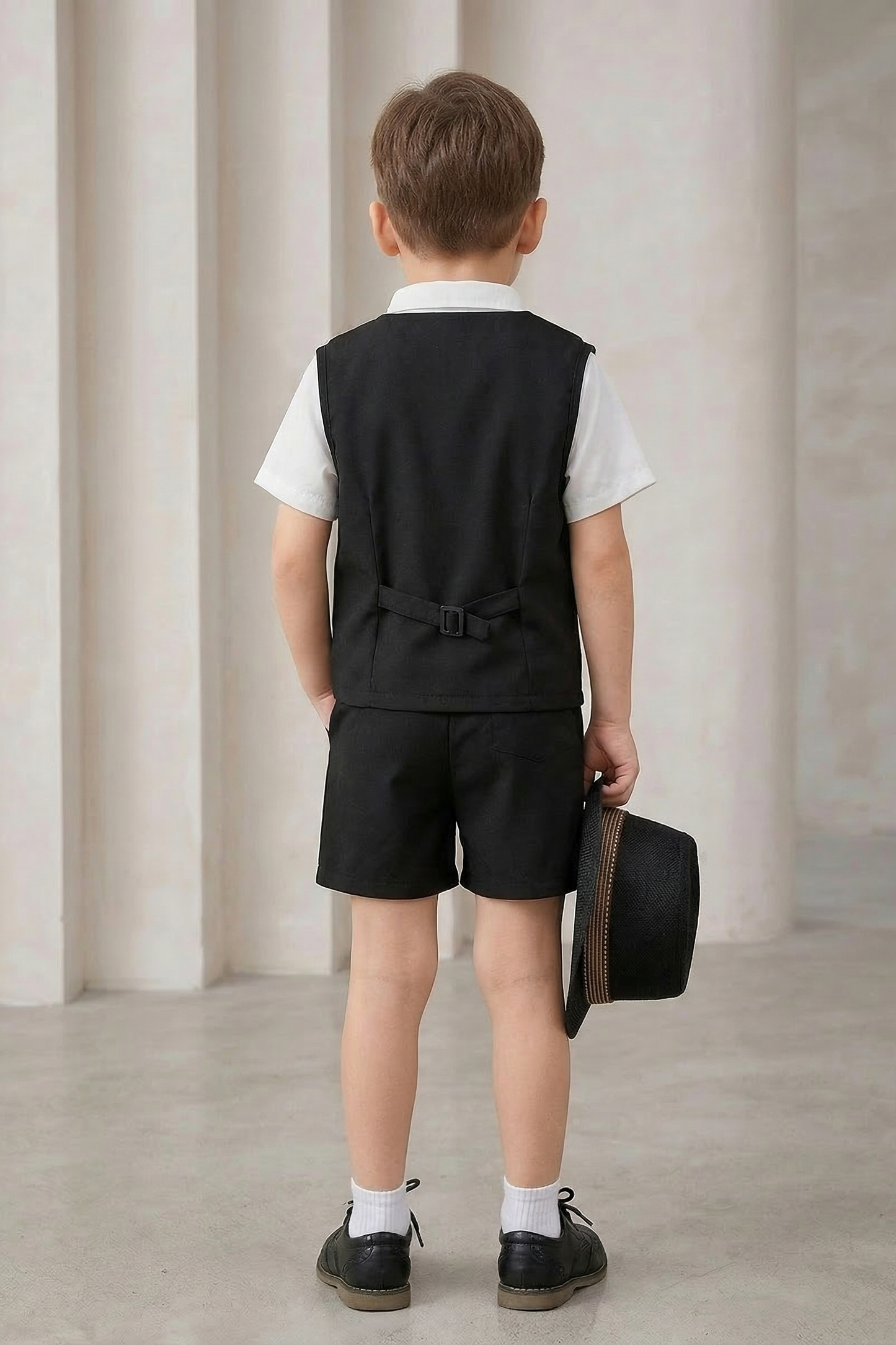 Black Double-Breasted Shorts 2-Piece Set